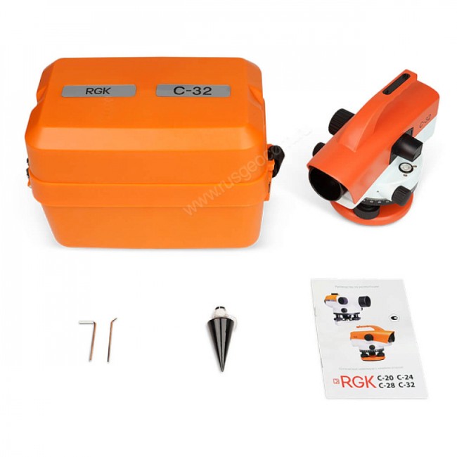Комплект оптический нивелир RGK C-32 с поверкой + штатив S6-N + рейка AMO S3