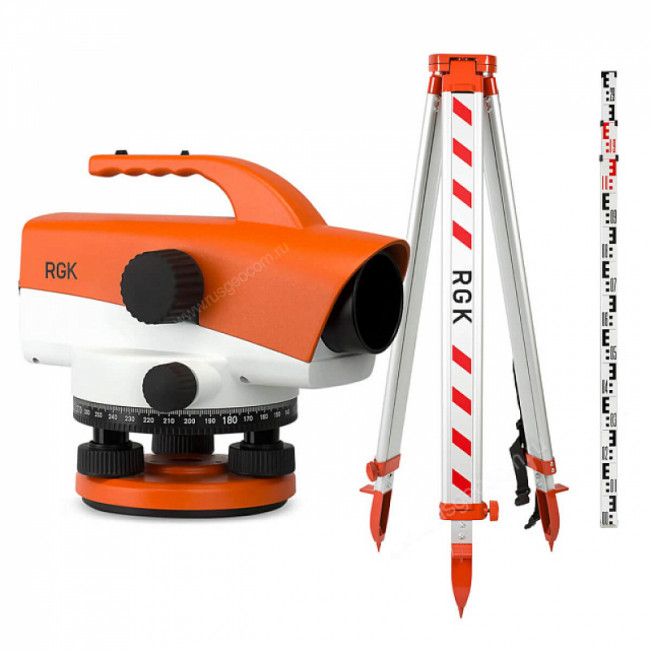 Комплект оптический нивелир RGK C-32 + штатив S6-N + рейка AMO S5 Комплект оптический нивелир RGK C-32 + штатив S6-N + рейка AMO S5