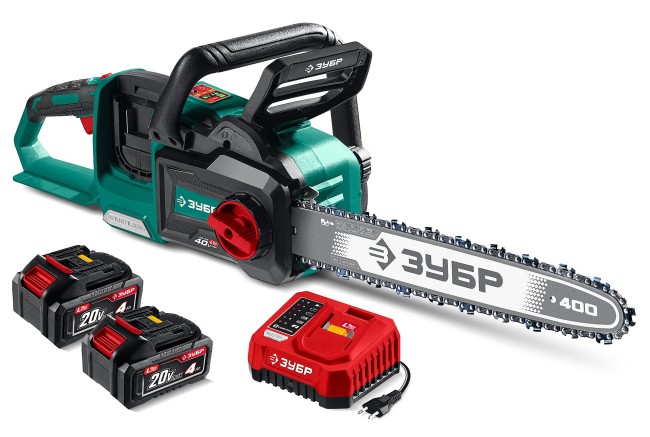 Пила цепная аккумуляторная ПЦБ-4040-42 ЗУБР 40 В, (2x20В), 400 мм шина, 2 АКБ LMS (4 Ач)