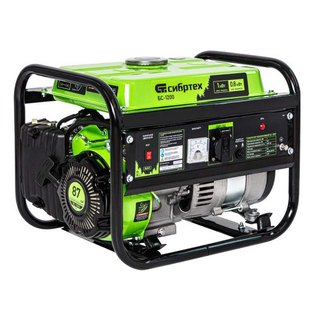 Генератор бензиновый БС-1200, 1 кВт Сибртех