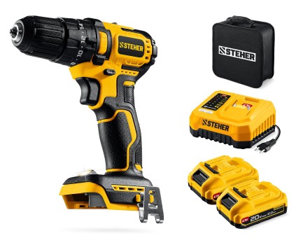 Ударная дрель-шуруповерт CBS-45-22 STEHER 20 В, 45 Н·м, 2 АКБ LMS (2 А·ч)