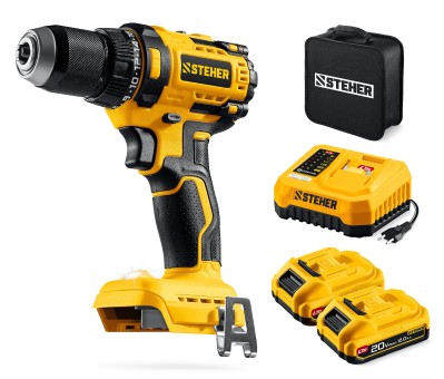 Дрель-шуруповерт CB-65-22 STEHER 20 В, 65 Н·м, 2 АКБ LMS (2 А·ч)